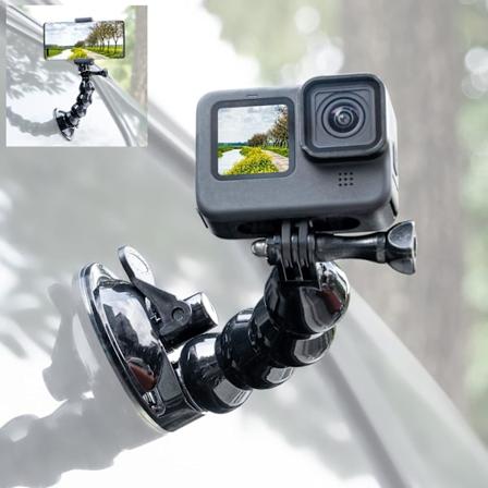 360° roterende fleksibel bilsugkopholder til Go Pro Hero 11 10 Insta360 X3 DJI Action 3 iPhone