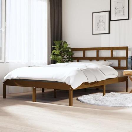 Vidaxl Sängram Honungsbrun Massivt Trä 135x190 Cm Brun