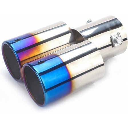 Bil Endrør Universal Dobbelt Udstødningsdyser Halerør Rustfrit Stål Bil Udstødningsdæmper Tilbehør Bil Halerør (farve: Sølvblå) 1stk