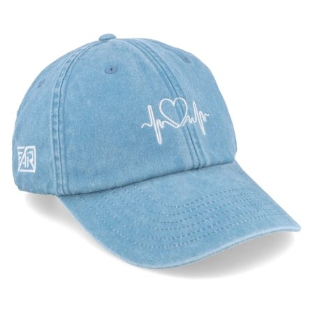 Fair - Modrá unconstructed Kšiltovka - Heart & Heartbeat Washed Denim Dad Cap @ Hatstore