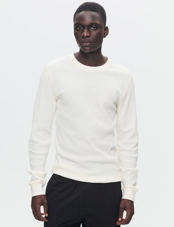 WOOD WOOD Wwemil Waffle Ls T-Shirt - Cream - XL