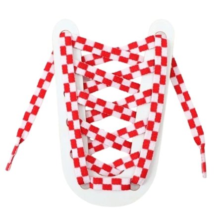 Skosnören - Schackmönster - Platta [120 cm] - Röd/vit - Sneakers