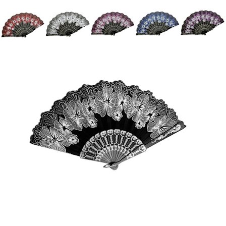 Vifte - Chiffonblomster med plastikbund [Glitter] - Flere farvevalg