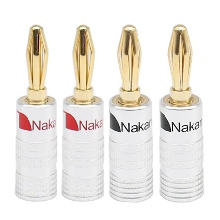 4 stk. Bananstik 4mm Højttaler Bananstik 24k Kobber Forgyldt 4mm Bananstik Passer Til 4mm Binding Post