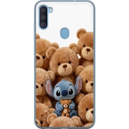 Kompatibel Mobilcover til Samsung Samsung Galaxy A11 Sød og sikker illustration med Stitch omgivet af bamser, der skaber en varm og legende følelse