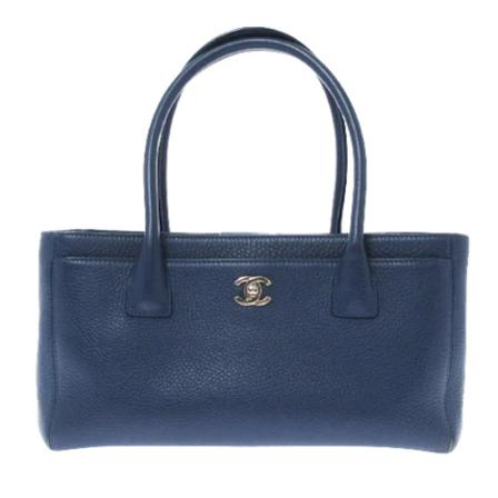 Chanel Vintage Pre-owned Læder totes Blå, Dame Vintage Tasker, Størrelse: ONE Size