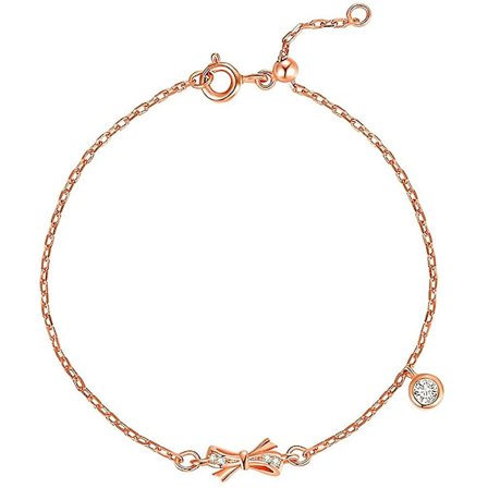 Dam Armband Roséguld Pläterad 925 Sterling Silver Rosett Berlock Armband