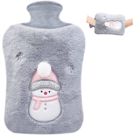 Blå varmvattenflaska med lock, 2L stor varmvattenflaska med