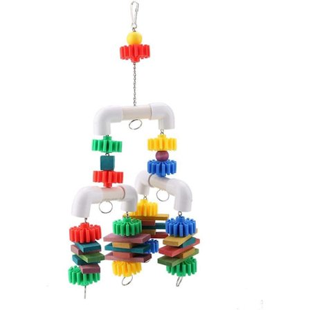 Färgglada träleksaker för papegojor att tugga på, naturliga färger