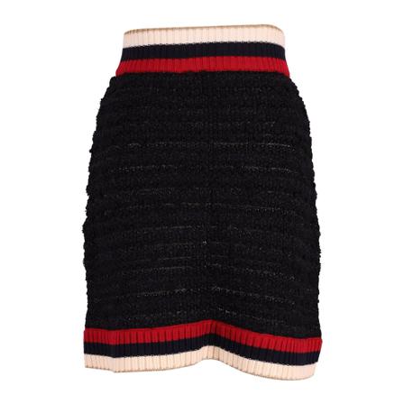 Gucci Vintage Gucci Knitted Nederdel with Web Design in Black Cotton Sort, Dame