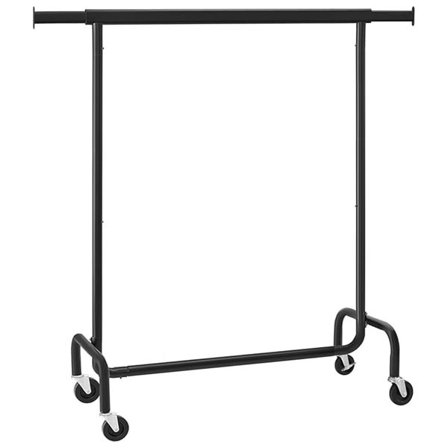 Kraftigt Klädställ på hjul med utdragbar hängskena - Svart