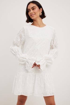 NA-KD Klänning med ärmdetalj - Långärmade Klänningar - Vit - EU 44