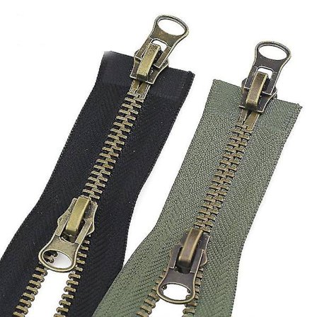 2pacs 70cm #8 Metal Lynlåse Dobbelt Slider Separerbar Sort Metal Lynlås A-lynlås Slider Lynlås Til Jakker