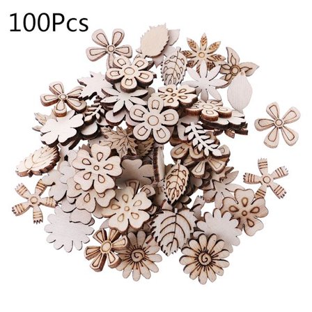 100 st/set Blomsterblad Naturliga träskivor Fotorekvisita Juldekor