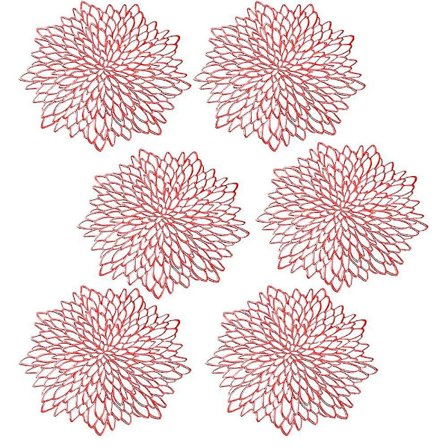 6 Pakk Rose Gold Metallic Runde Bordskånere Laminerede Vinyl Blad Spisebord Dekorative