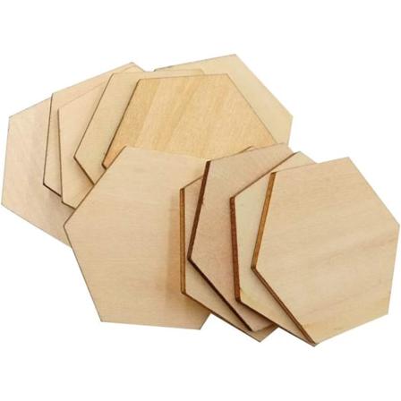 SUPVOX Raaka puulevy Luonnollinen puu Kuusikulmio Koriste DIY-käsityöt Häät Syntymäpäivä 50mm 50 kpl