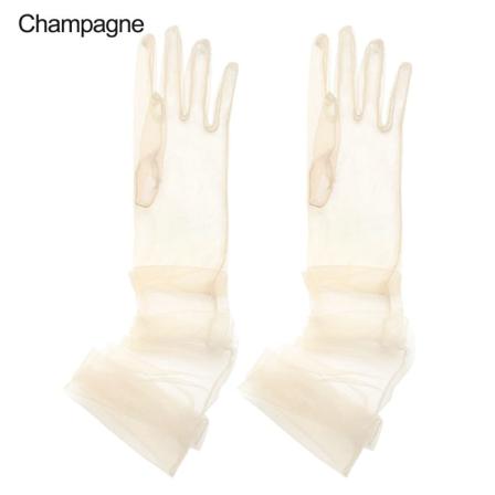 1 Par Tyllhandskar Bröllopsbröllopshandskar Champagne