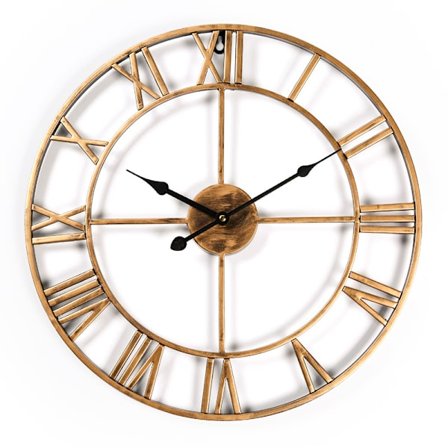 Hjemmehytte Hageveggklokke Romertallansikt Stor Innendørs Utendørs Gigant veggklokke 40cm Bronse