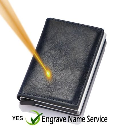 Gravering Anpassat Namn ID Kreditkortshållare Plånböcker Herr Märke Rfid-blockerande Magisk Läder Slim Mini Plånbok Liten Pengaväska