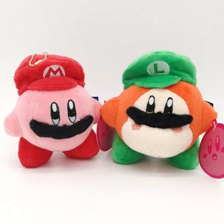 2 Kirby Super Mario Waddle Dee Luigi Cosplay Plysjfigur Fylt Dyr 15 cm KLB