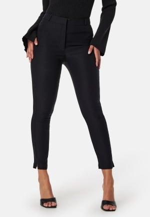 BUBBLEROOM Lorene High Waist Stretchy Slit Trousers 38 Black Stramme bukser Dam
