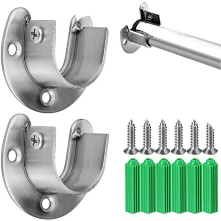 Kaksiosainen ruostumattomasta teräksestä valmistettu vaatetangon kannatin - sopii vaatetangoille, joiden enimmäishalkaisija on 19 mm - vaatetangon 