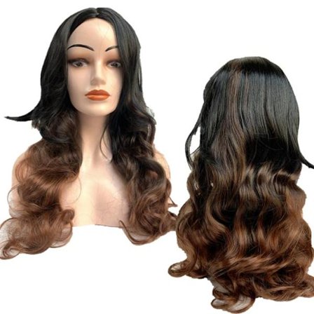 Paryk lang brun inkl. paryknet & hårforlængelseskam