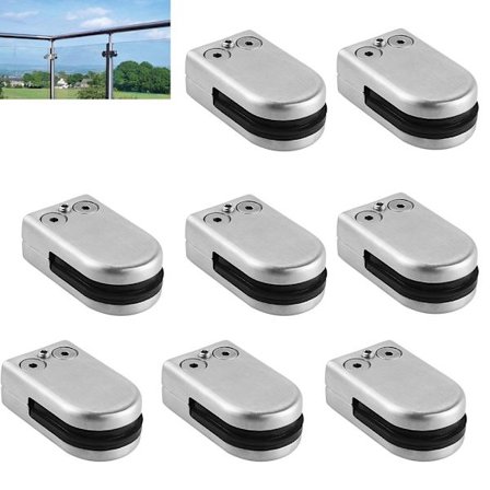 8 stk. Glasklemmer 6-8mm Glasholder Glasclips 304 Rustfrit Stål Justerbar Glasbeslag til Bal