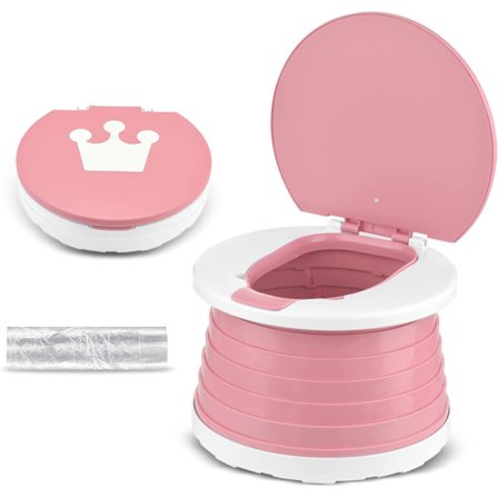 Rejsepotte 2-i-1 Bærbar Potte til Småbørn Foldbar Børnetræningstoiletstol til Drenge Piger Bærbar Potte