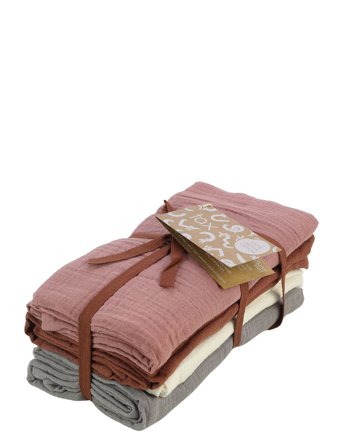 Rätt Start | Tax Eco, Muslinblanket, 4 Pcs, Brick/Rose | ONE SIZE