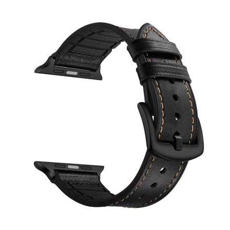 Hybrid Sport Läderarmband till Apple Watch 38/40/41mm - Svart | Armband Från Yedi