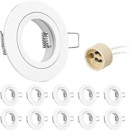10x GU10 Infälld Spotlight Aluminium Vit, Spotlights Monteringsram Med GU10 Sockel, Rund Stöd Extra Platt Infälld Spotlight Tak För LED Eller