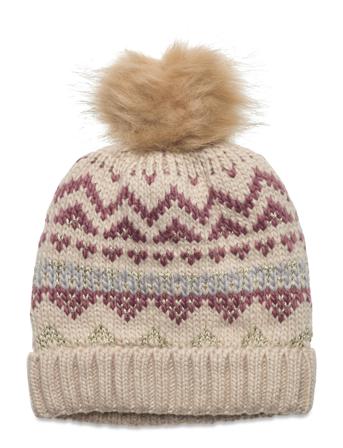 Nkfmilla Knit Beanie Accessories Headwear Hats Winter Hats Beige Name It*Betinget Tilbud
