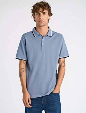 Lindbergh Polo Shirt With Contrast Piping - Blue - M