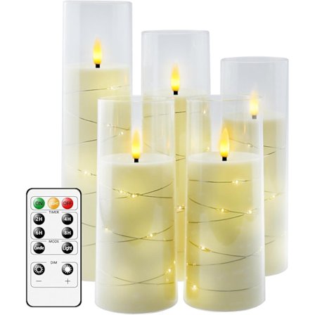 kakoya Flamlösa LED-ljus med timer, 5 st flimrande flamlösa ljus
