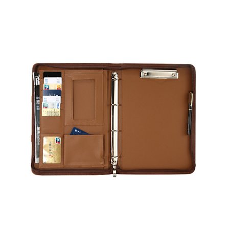 Dokumentmappe med lynlås og håndtag Brown