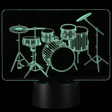 WJ LED-skrivbordslampa LED-skrivbordslampa LED-skrivbordslampa 1 set trumset nattlampa för 3D-illusion touch nattlampa sovrumsrumsdekoration LED-