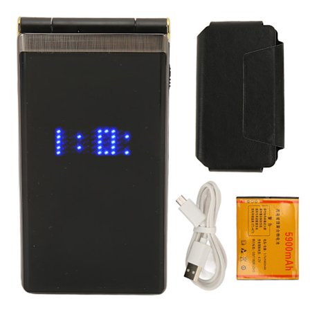 Eldre Flip Mobiltelefon 3inch Dobbel SIM Dobbel Standby Dobbel Skjerm Høy Volum 5900mAh LED Lommelykt Senior Telefon Gave