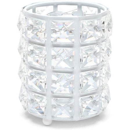 (Hvit) Sminkebørsteholder, Krystall Sminkeoppbevaringsboks, Krystall Kosmetikkarrangør, Sminkebørsteholderarrangør, for Sminkebørste