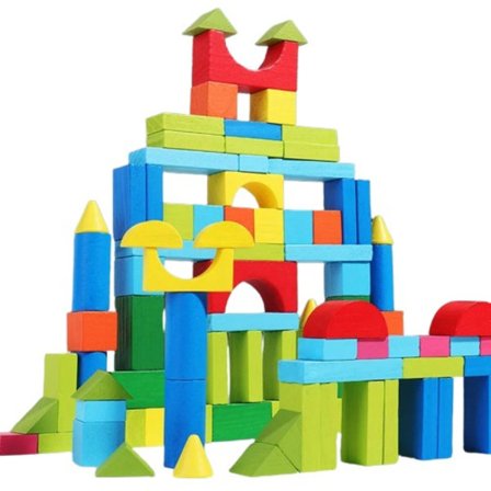 100 stykker træ legetøj til børn byggeklodser sæt med opbevaring kasse samlet byggeklodser