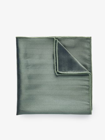 John Henric Men's Olivgrünes Einstecktuch mit Fischgrätenmuster Size Onesize