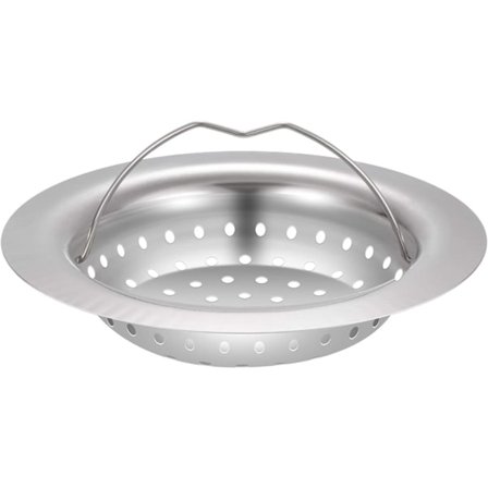 Ruostumattomasta teräksestä valmistetut tiskialtaan siivilät, kahden kappaleen setti (ulkohalkaisija 11 cm)