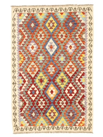 Hand Woven Kilim Afghan Old Style Rug 129X199 Wool Dark Red/Beige Small
