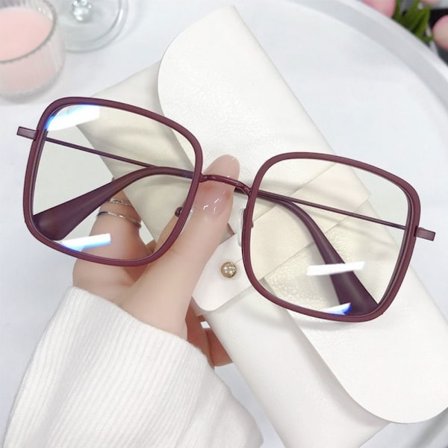 Anti-Blue Light Briller Firkantede Briller VINRØD