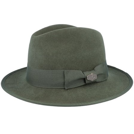 MJM Hats - Verde fedora Chapéu - Mauk Woolfelt Wr Crush Olive Fedora @ Hatstore