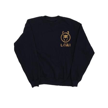 Marvel Dam/Kvinnor Loki Horn Logo Faux Pocket Sweatshirt L Na Navy Blue L