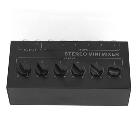 Mini Stereo Mixer 6-kanals oberoende volymkontroll Bärbar passiv mixer för PC CD Laptop