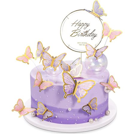21 stk. Sommerfugle Kagepynt, Tredimensionelle Sommerfugle Dekoration Kage Cupcake Toppers Fødselsdag Piger
