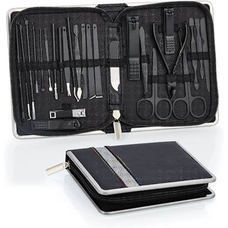 Manicure Pedicure Sæt, 26 Dele Professionelt Manicure Sæt, Negleklipper Manicure Sæt til Manicure og Pedicure, Neglebåndsrensning, Avanceret Lynlås B