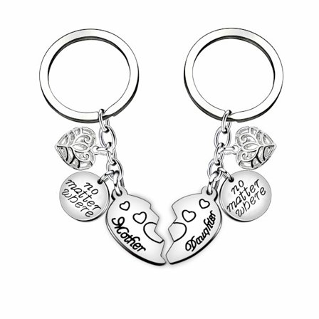 2 stk. Mamma Mamma Gave Kvinner Jente Nøkkelring Ringsett Uansett Hvor Mor Datter Kjærlighet For Evig